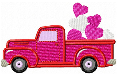 Red Truck with Hearts