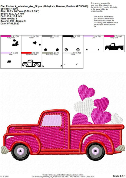 Red Truck with Hearts