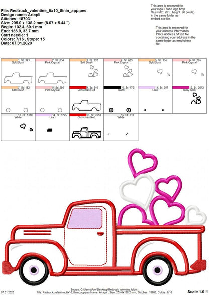 Red Truck with Hearts