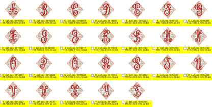 Light Elegant Swirl and Curl Monogram – Birthday machine embroidery design by Artapli