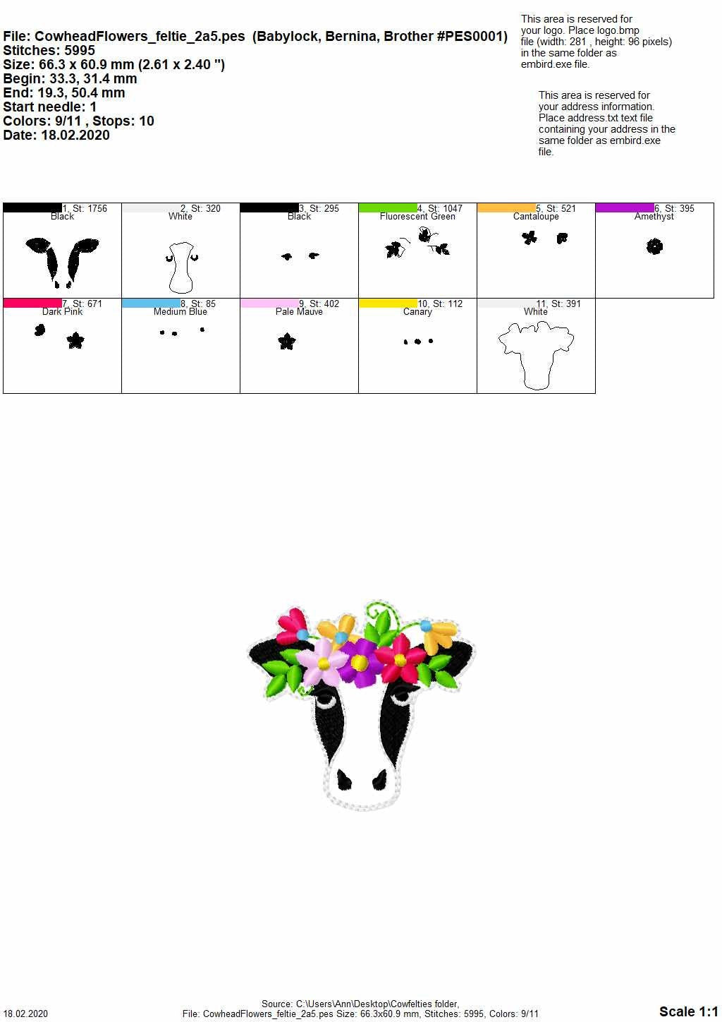 Floral crown cow head, cow head with flowers, feltie, – Instant Download | Artapli