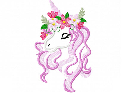 Floral crown Unicorn head summer girl machine – Instant Download | Artapli