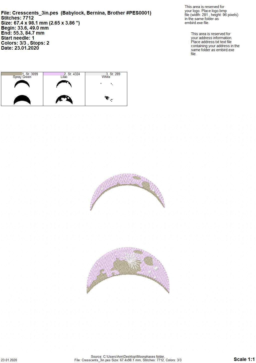 Moon Phases / Glow in the dark special – Fall machine embroidery design by Artapli