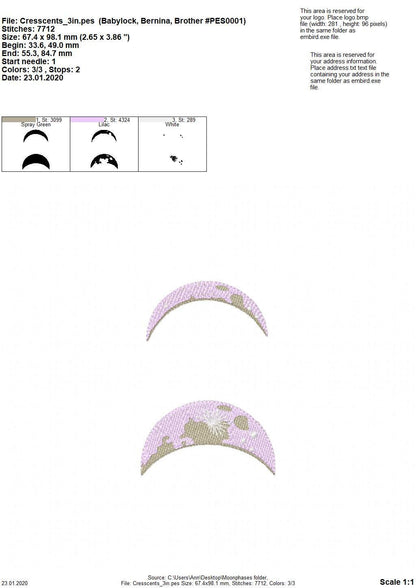 Moon Phases / Glow in the dark special – Fall machine embroidery design by Artapli