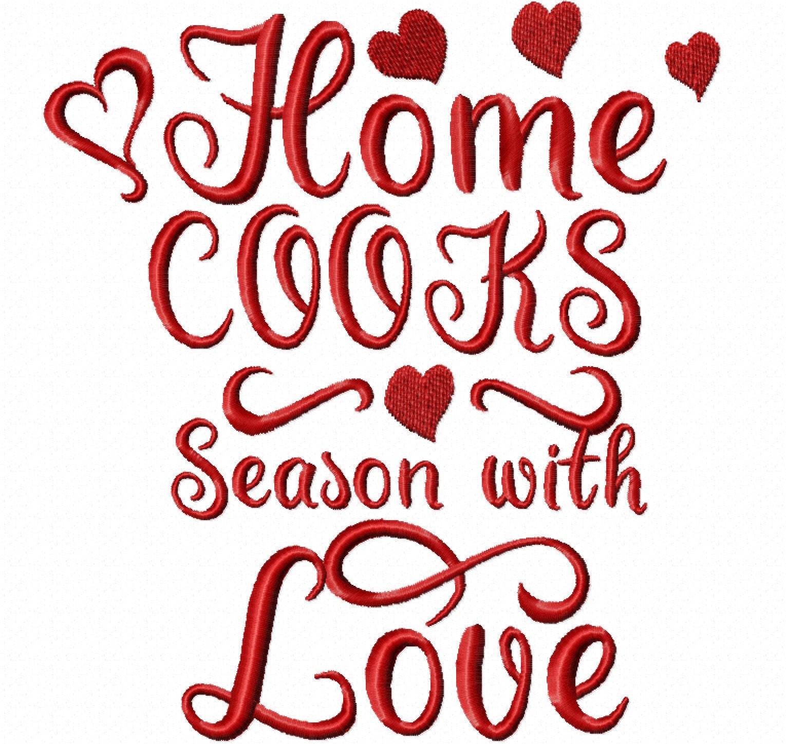 Kitchen Towel Love Saying Set of 6 – Kitchen machine embroidery design by Artapli