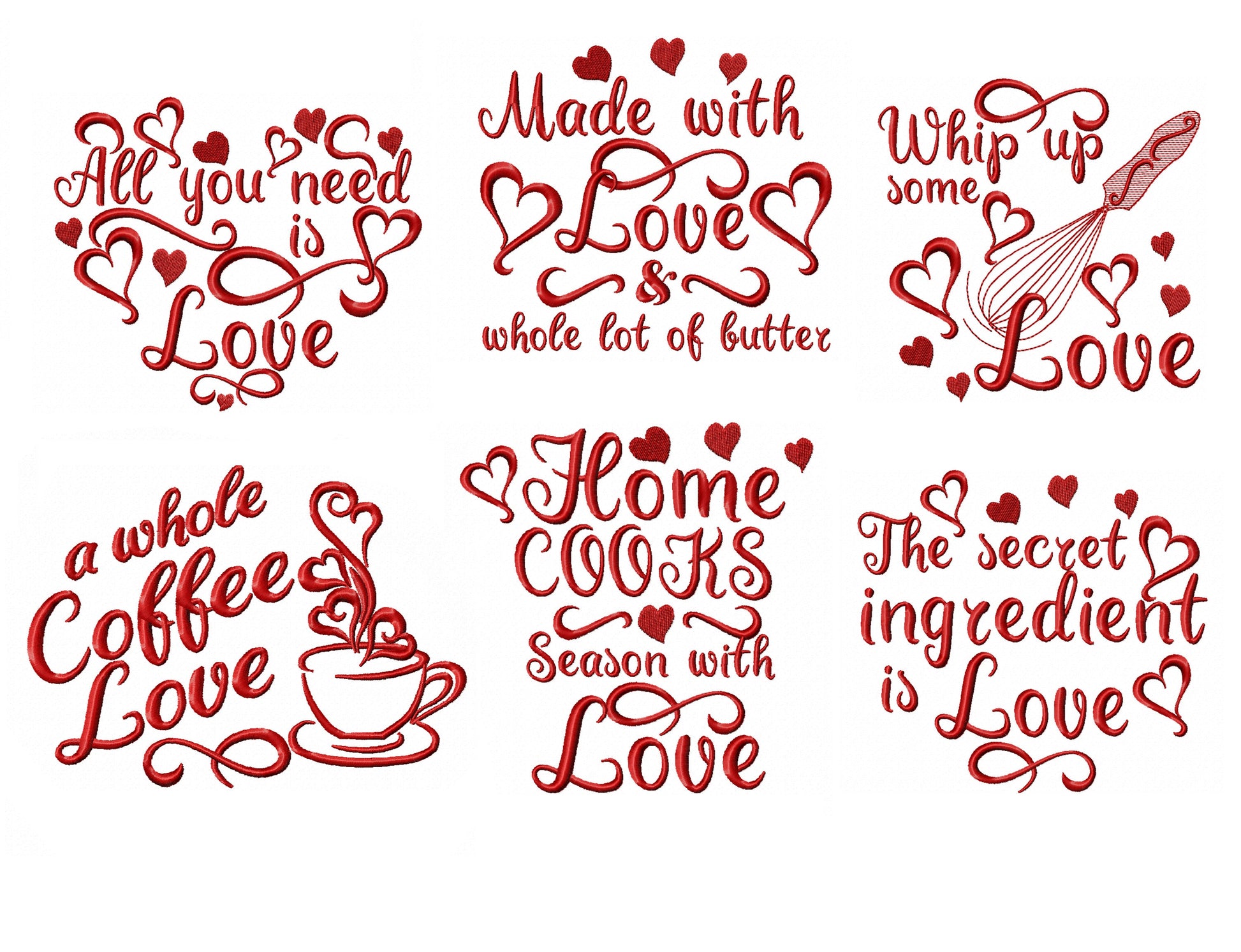 Kitchen Towel Love Saying Set of 6 – Instant Download | Artapli