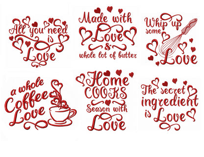 Kitchen Towel Love Saying Set of 6 – Instant Download | Artapli