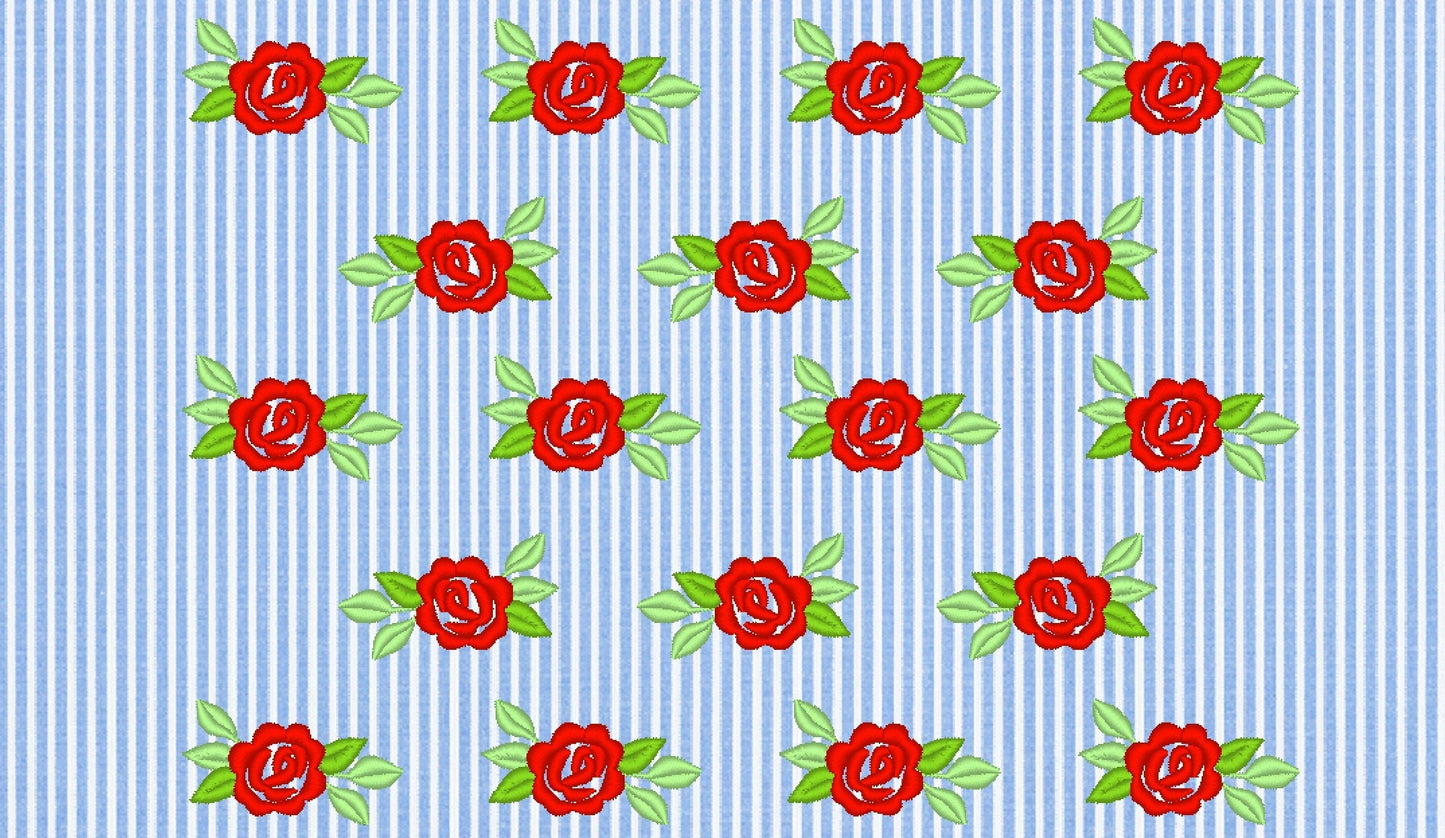 Classic Mini Rose Accent – Sizes 0.7" 0.8" 1" 4" 5" 6" Digital Embroidery File | Artapli