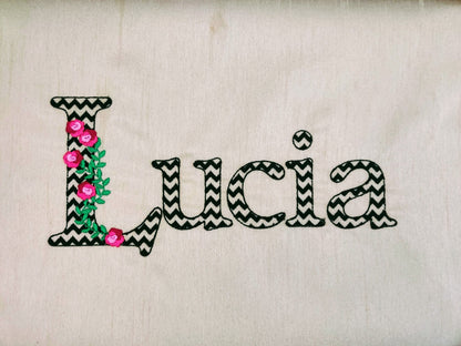Mini roses and chevron RIC RAC Font light sketch – Embroidery 2" 2.5" 3" 3.5" 4" 4.5" | BX PES DST JEF | Artapli
