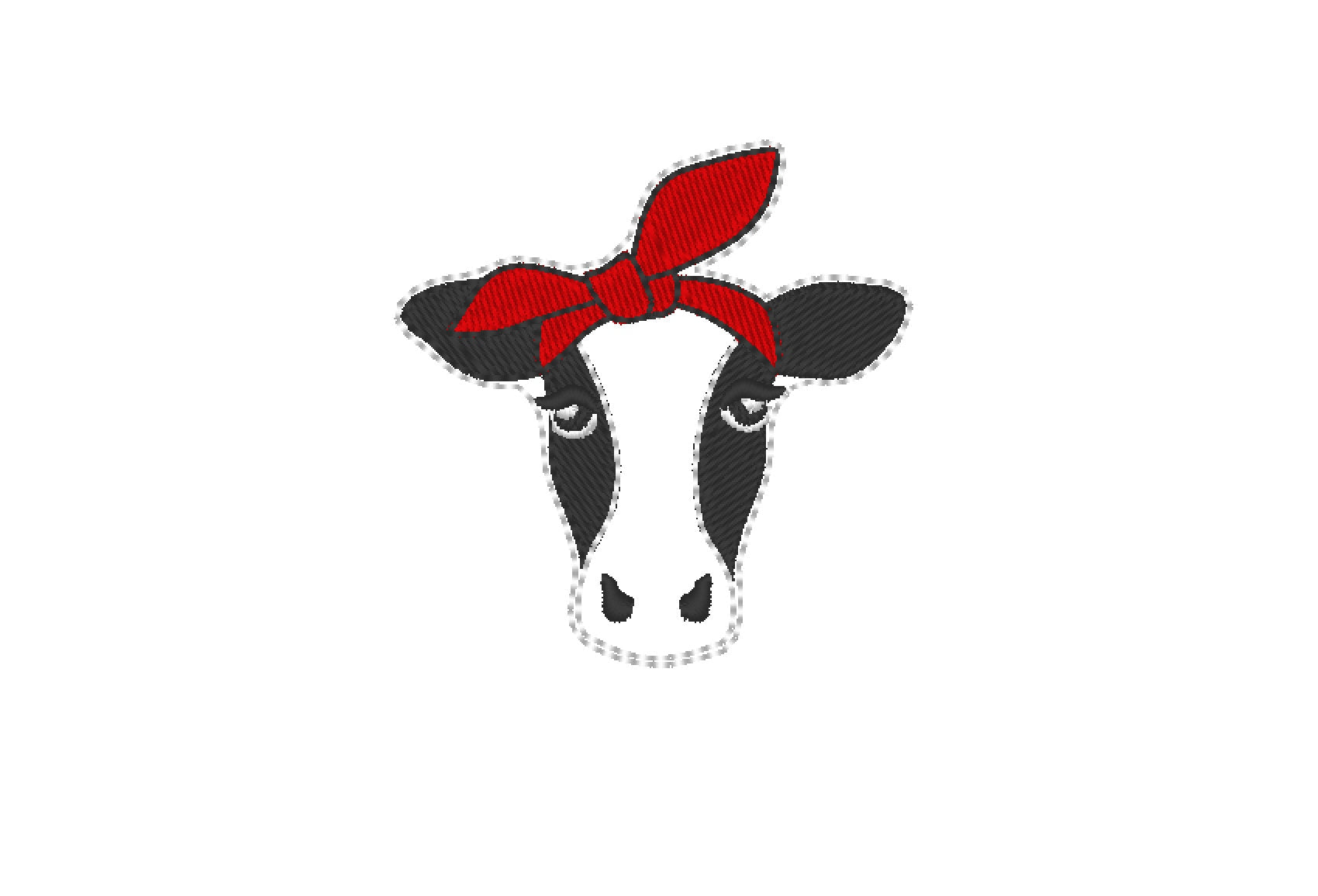 Cow face with bandanna feltie Embroidery 2" 2.5" 3" 3.5" 4" | PES DST JEF | Artapli