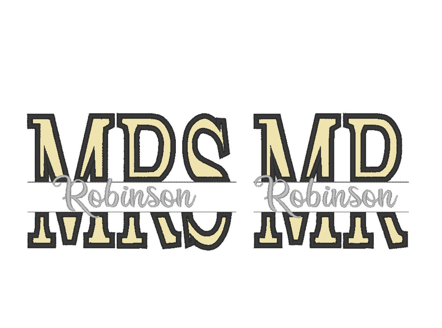 Split Mr and Mrs Monogram and Font – Embroidery 4" 5" 6" 0.8" 1" 1.3" | BX PES DST JEF | Artapli