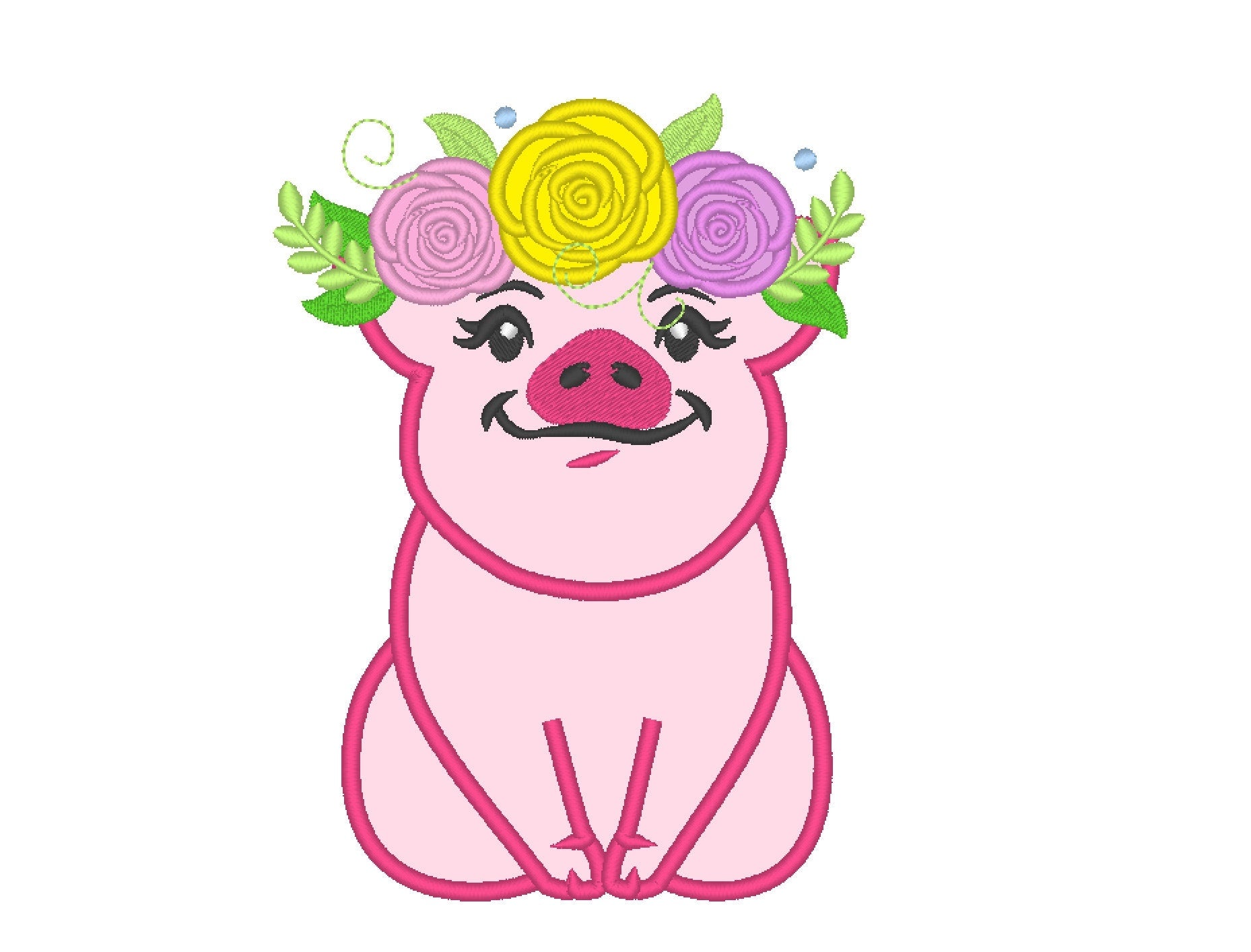 Piggie roses floral crown – Instant Download | Artapli
