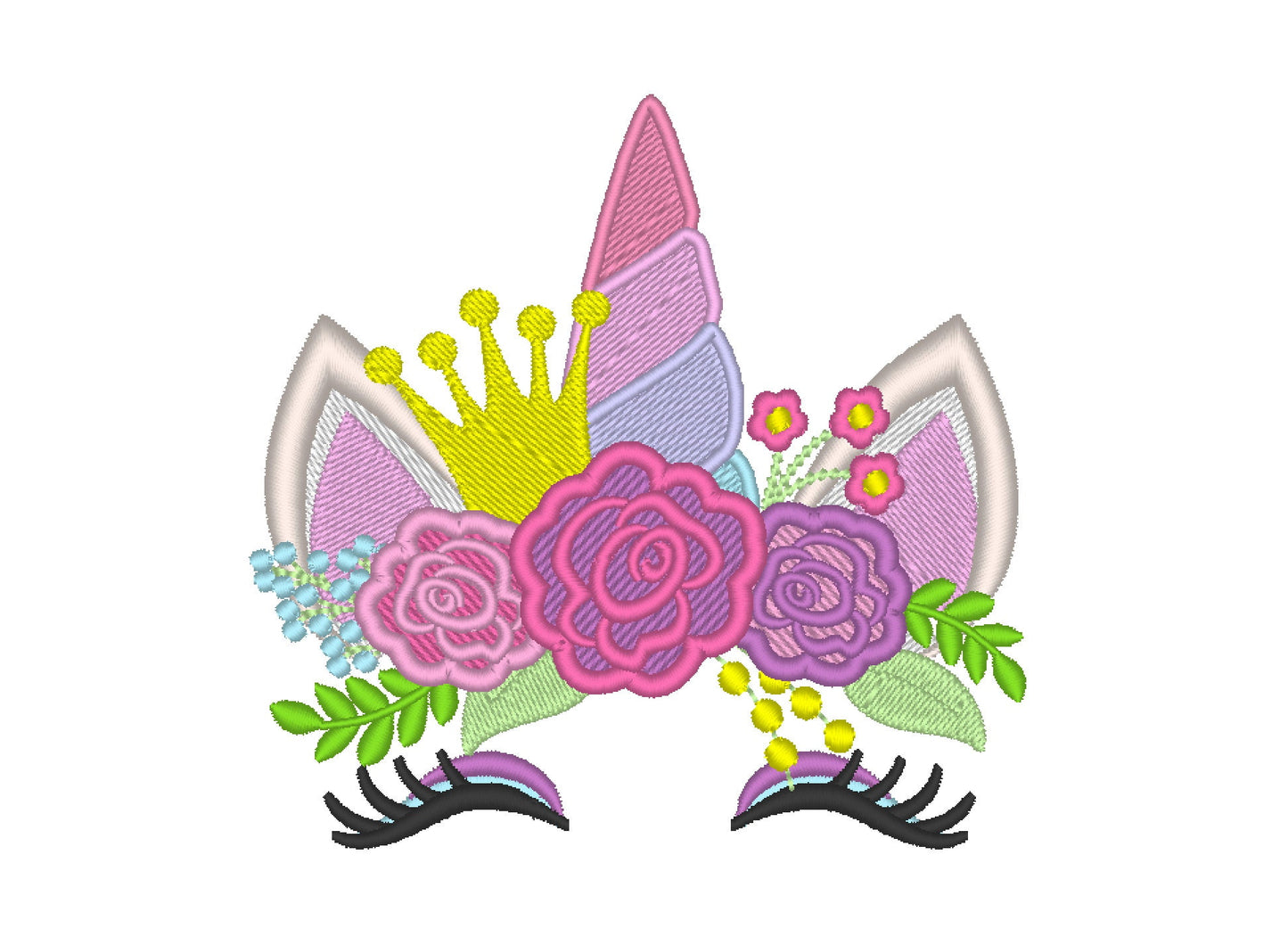 Princess Unicorn Head In-the-Hoop Embroidery 4" 5" 7" 6" 10" | PES DST JEF | Artapli