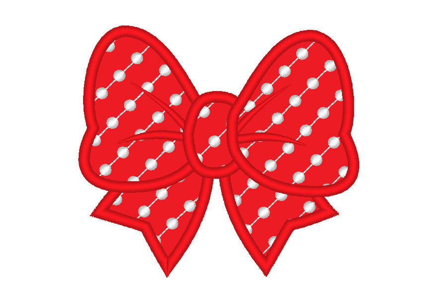 Polka Dot Patterned Bow Applique - image 1