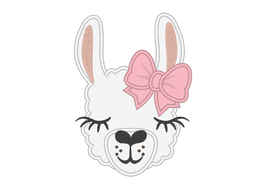 Llama Alpaca Girl with Bow Embroidery 4" 5" 6" 7" 8" 10" | PES DST JEF | Artapli