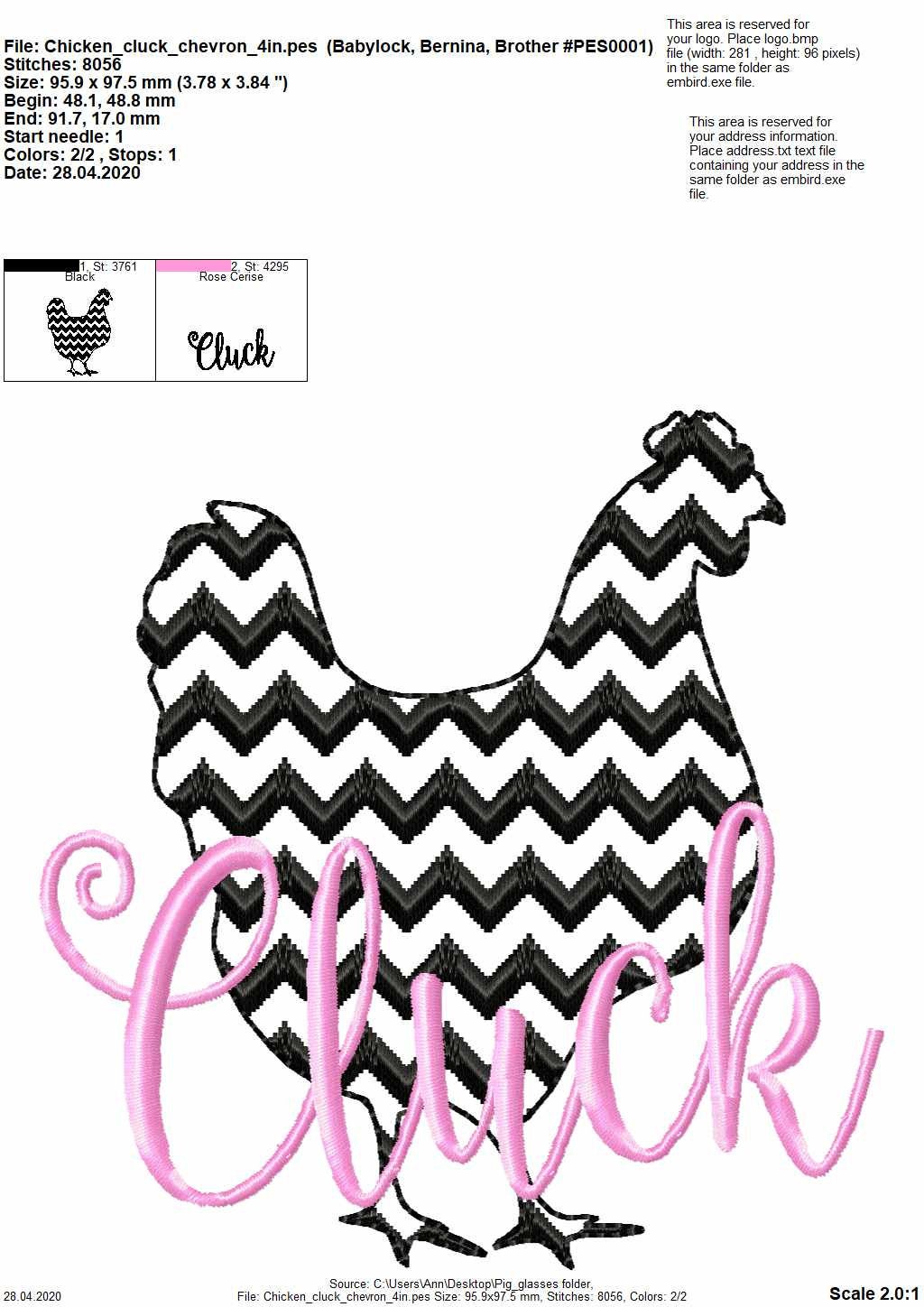 Farm Fresh Chevron light stitch farm – Chicken embroidery design instant download by Artapli