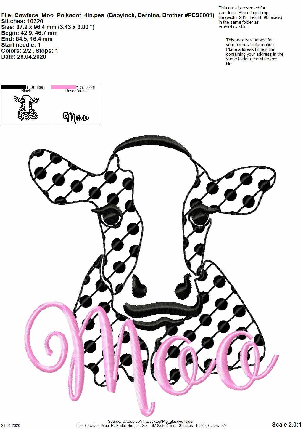 Polka dot cow face – Instant Download | Artapli