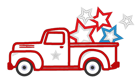 Patriotic Vintage Station Wagon Red Truck – Instant Download | Artapli