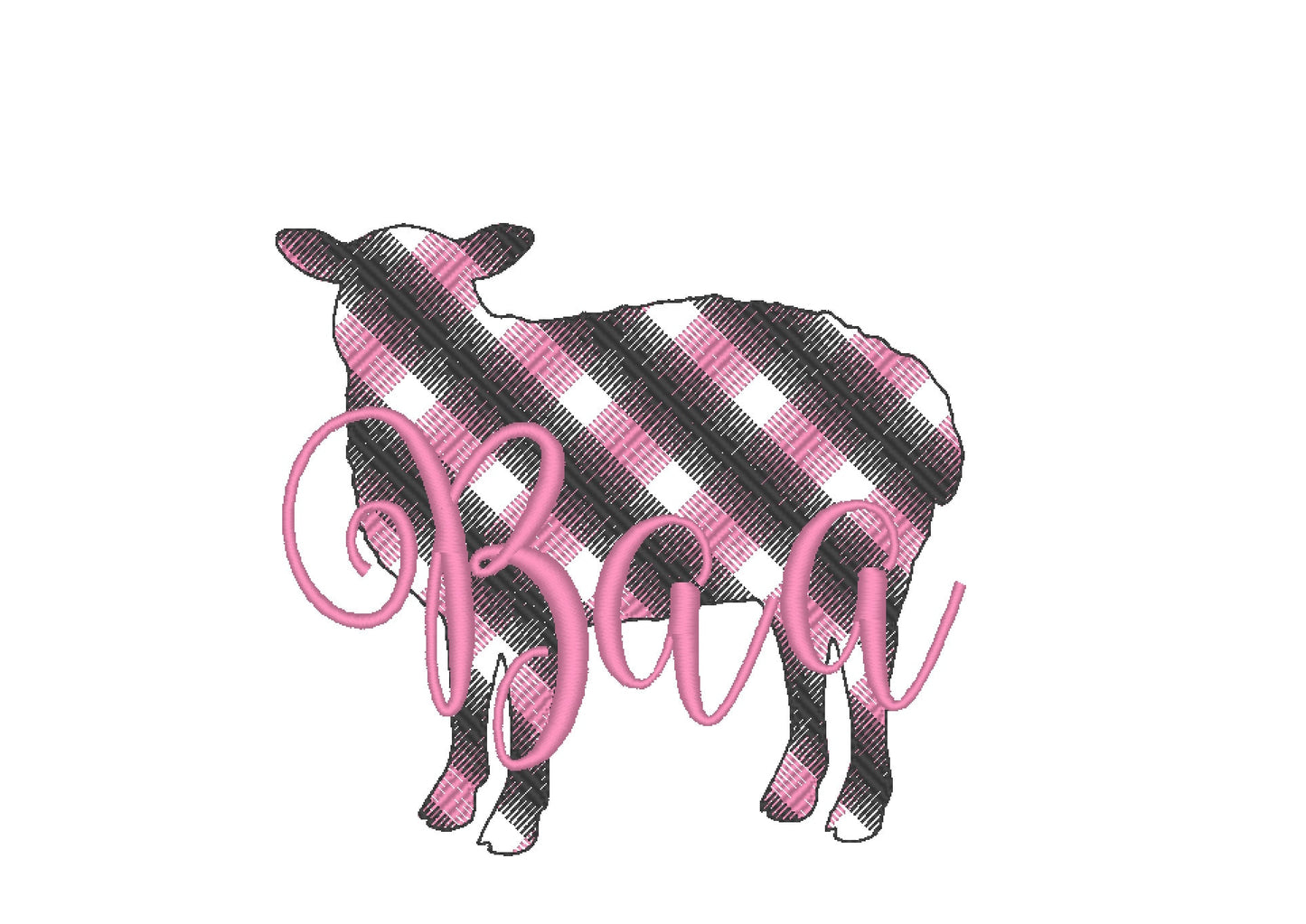 Sheep Baa Gingham Machine Embroidery 4" 5" 6" 7" | PES DST JEF | Artapli