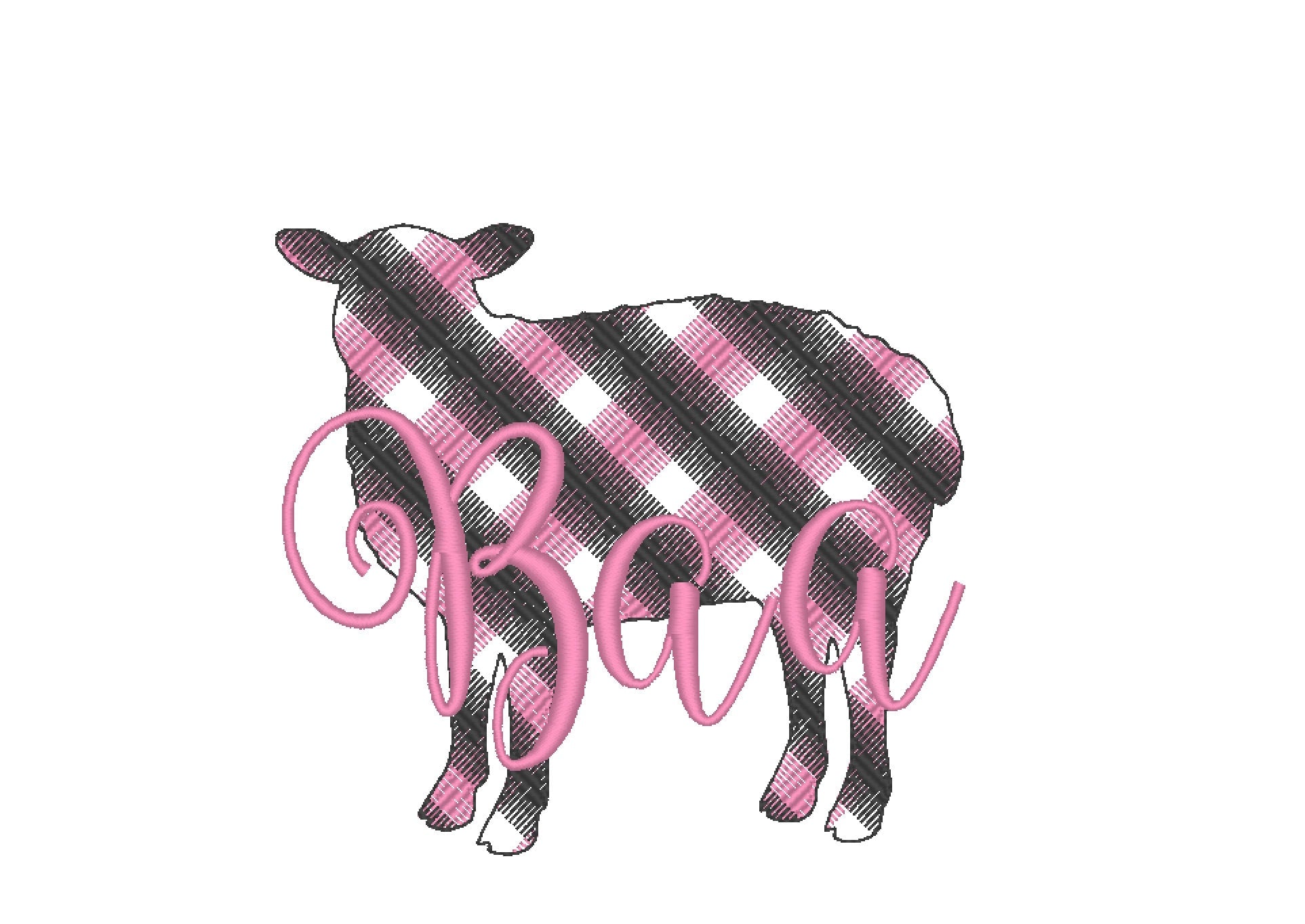 Sheep Baa Gingham Machine Embroidery 4" 5" 6" 7" | PES DST JEF | Artapli