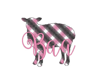 Sheep Baa Gingham Machine Embroidery 4" 5" 6" 7" | PES DST JEF | Artapli