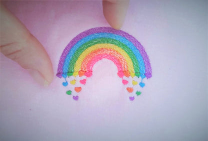 MINI Rainbow with falling hearts Embroidery 2" 2.5" 3" 3.5" 4" | PES DST JEF | Artapli