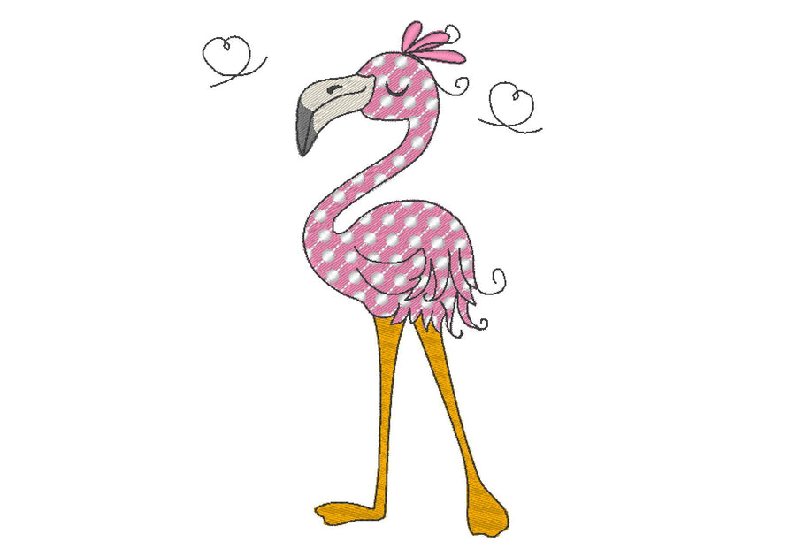Polka dot Flamingo, flamingo machine embroidery Machine Embroidery 4" 5" 5.5" 7" 8" 6" | PES DST JEF | Artapli