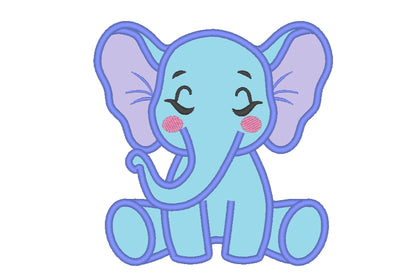 Little Elephant Applique Embroidery 4" 5" 5.5" 6" 7" 8" | PES DST JEF | Artapli