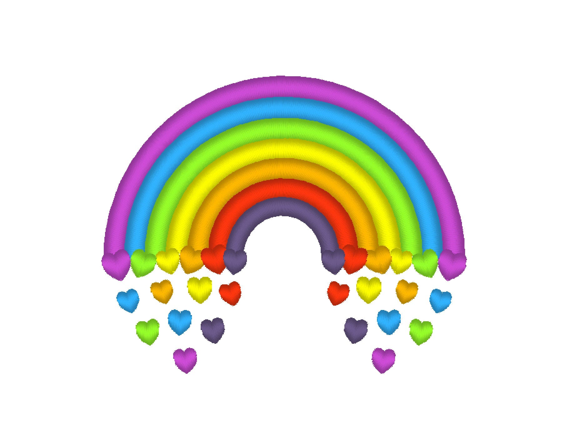 Rainbow 7 colors In-the-Hoop Embroidery 4" 5" 5.5" 6" 7" | PES DST JEF | Artapli