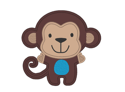 Wild animal - Monkey Applique Embroidery 4" 4.5" 5" 6" 7" 8" | PES DST JEF | Artapli