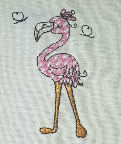 Polka dot Flamingo, flamingo machine embroidery – Instant Download | Artapli