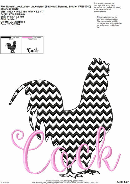Farm Fresh Chevron light stitch farm animals oink moo, – Sizes 4" 5" 6" 7" 8" 10" Digital Embroidery File | Artapli