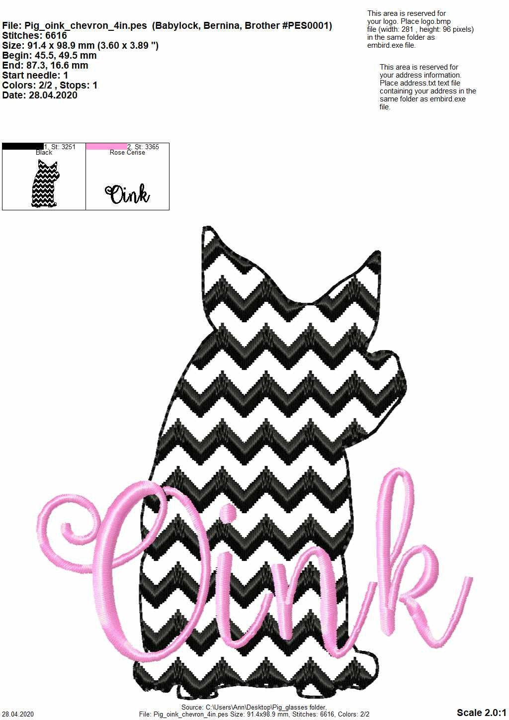 Farm Fresh Chevron light stitch farm – Animal machine embroidery design by Artapli