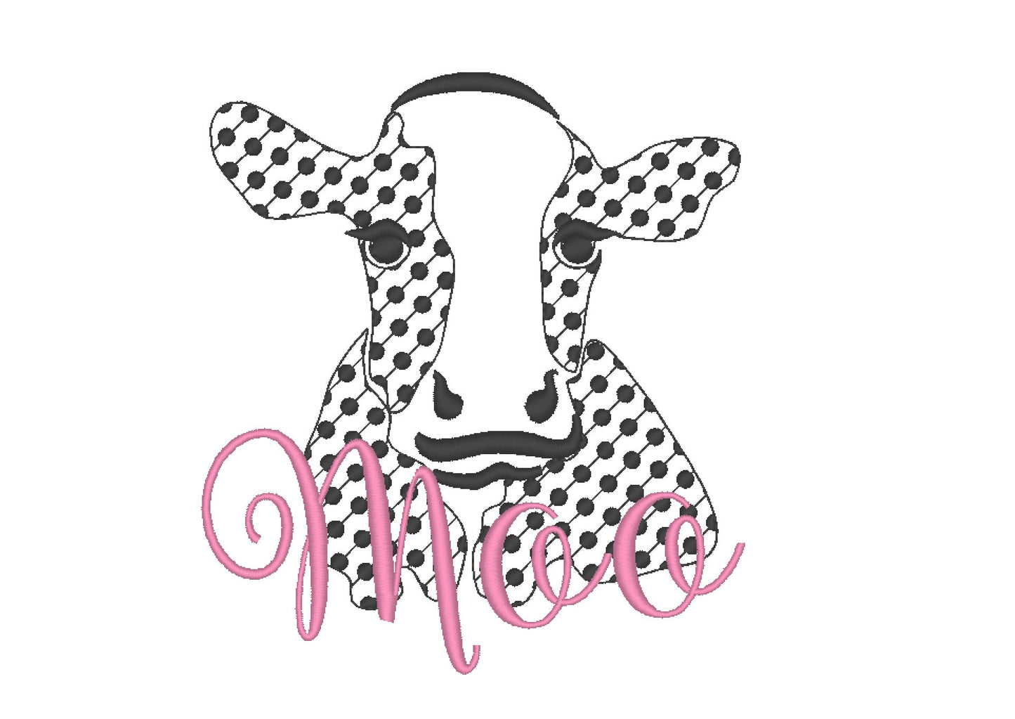 Polka dot cow face Machine Embroidery 4" 5" 6" 7" 10" | PES DST JEF | Artapli