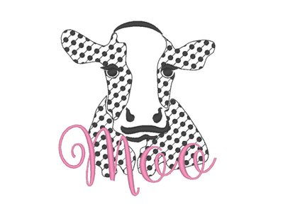Polka dot cow face Machine Embroidery 4" 5" 6" 7" 10" | PES DST JEF | Artapli
