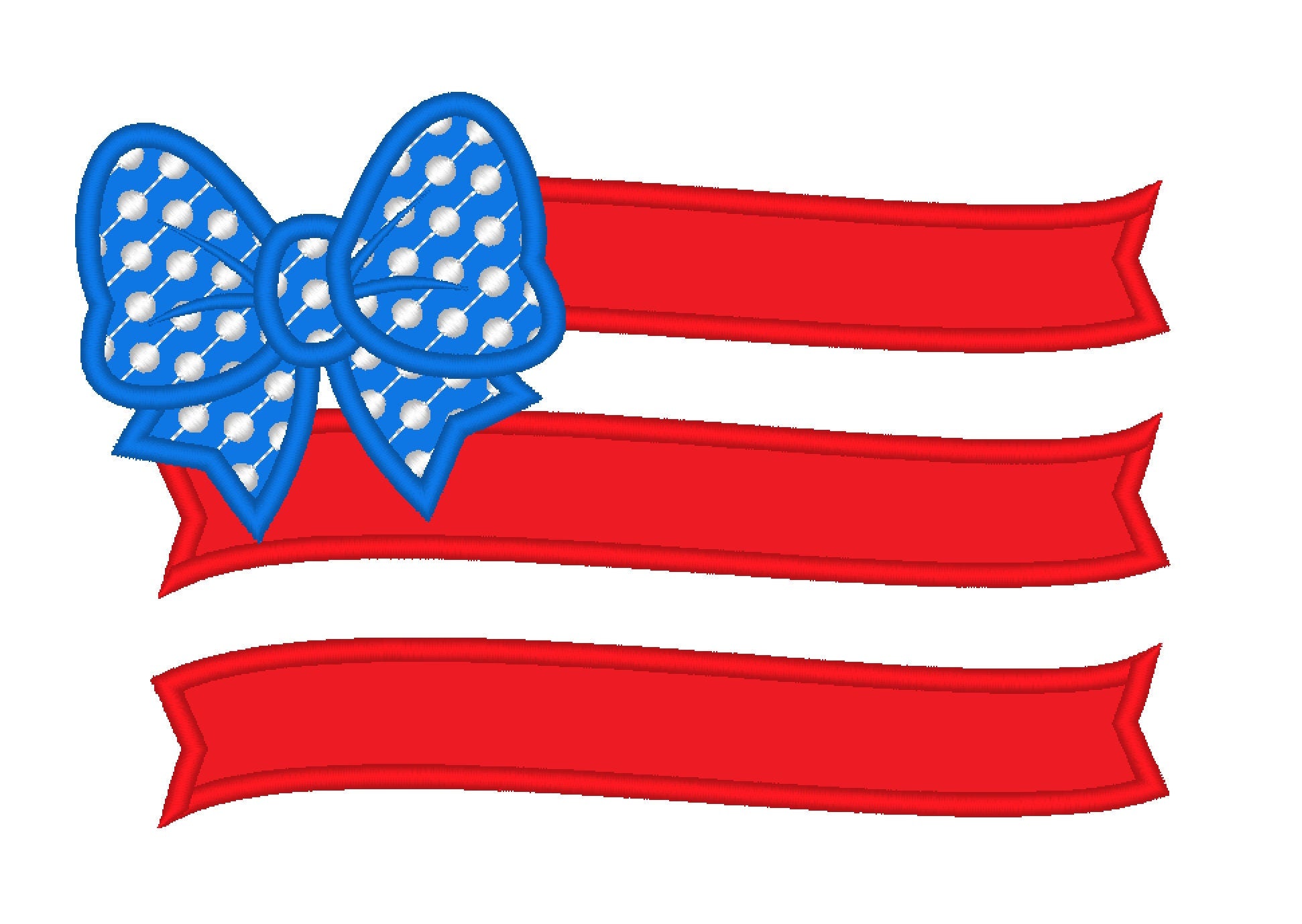 Polka Dot Bow Patriotic Flag Applique - image 1