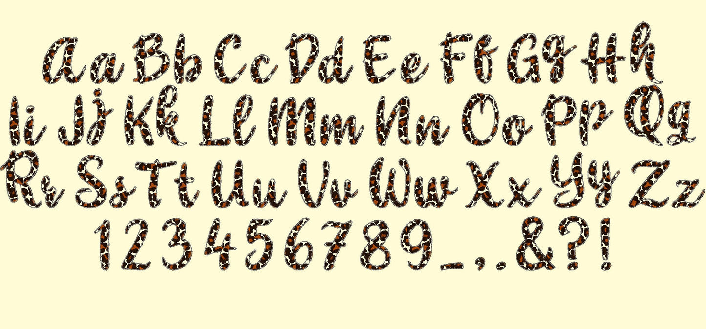 Leopard Print Patterned Font – Sizes 2" 3" 3.5" 4" 4.5" 5" BX Digital Font File | Artapli