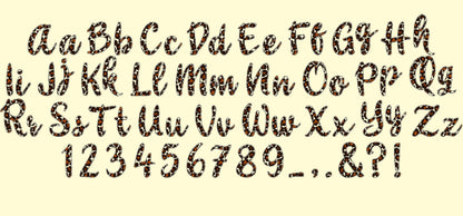 Leopard Print Patterned Font – Sizes 2" 3" 3.5" 4" 4.5" 5" BX Digital Font File | Artapli