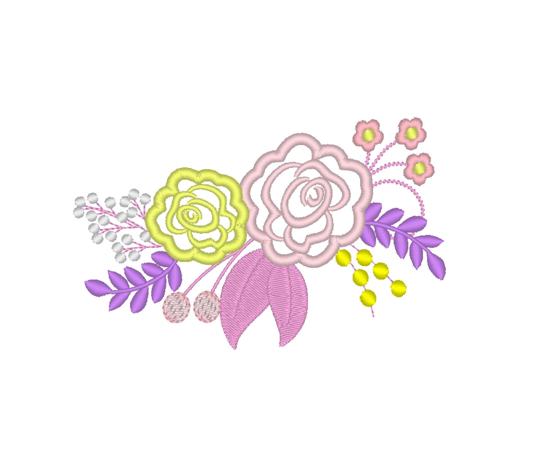 Cowgirl roses flowers Bouquet Machine Embroidery 4" 5" 6" 7" | PES DST JEF | Artapli