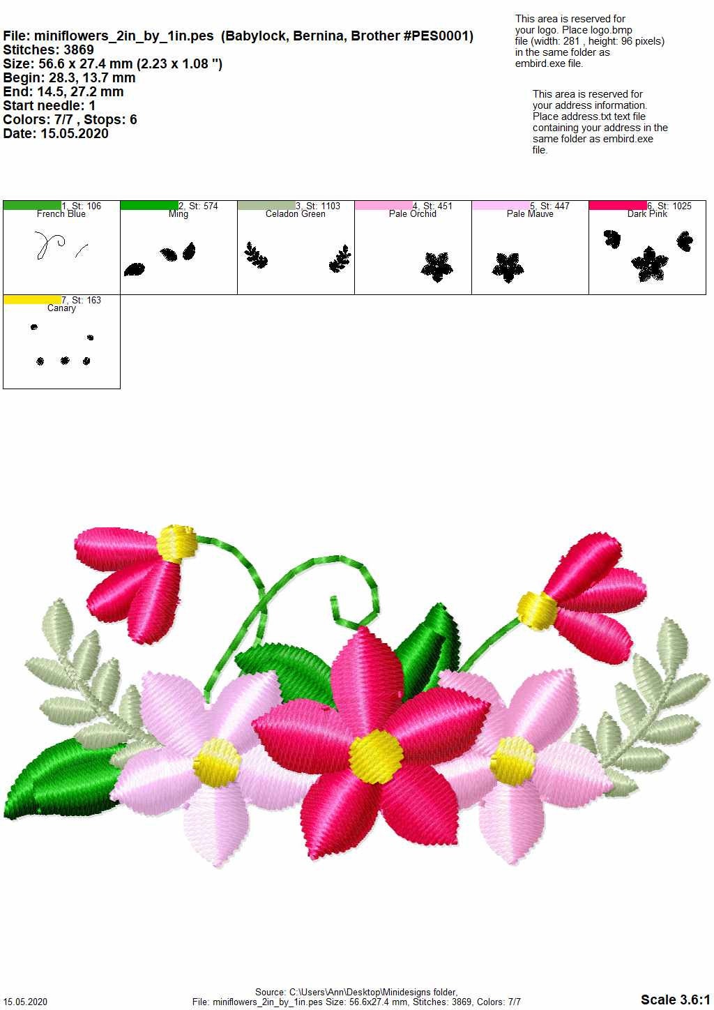 Mini Wee Flowers – Accent machine embroidery design by Artapli