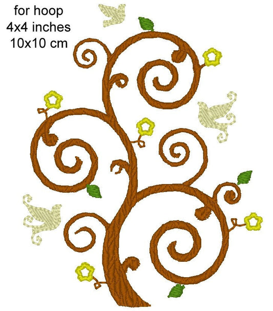 Tree of Life floral swirl birds – Instant Download | Artapli