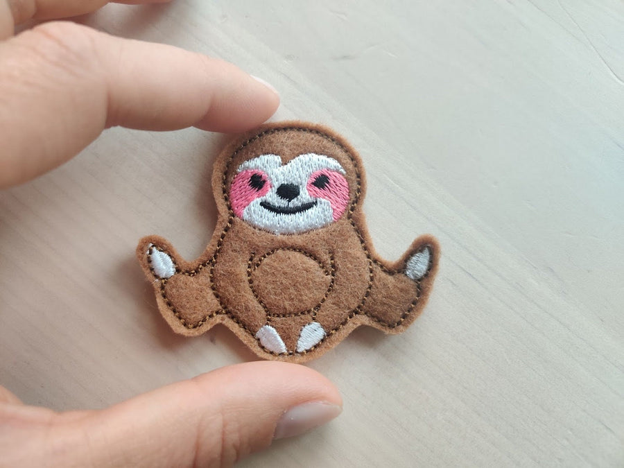 Mini Sloth light stitch outline feltie small In-the-Hoop Embroidery 2" 2.5" 3" 3.5" 4" | PES DST JEF | Artapli