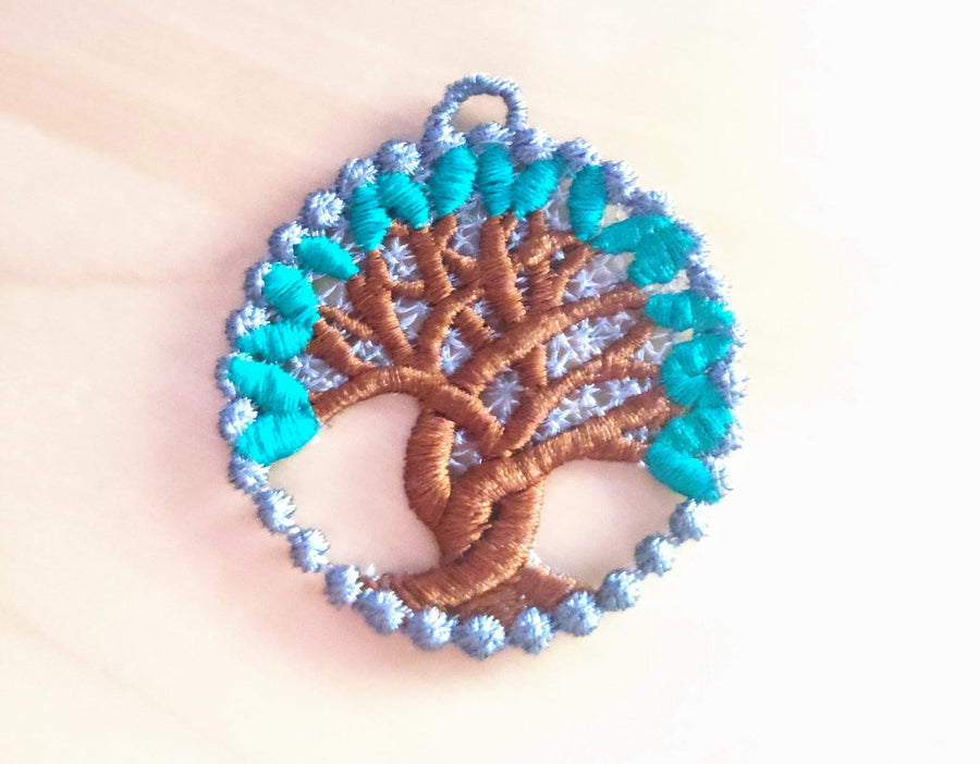 Lace Tree of Life Charm Earrings FSL Machine Embroidery 1.5" 2" 2.5" 3" 3.5" 4" | PES DST JEF | Artapli