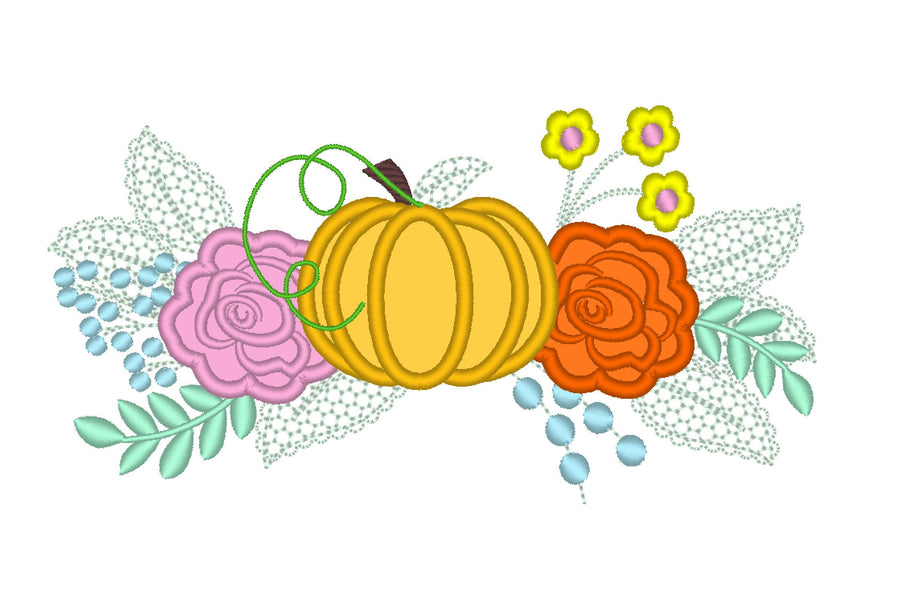 Fall Pumpkin Bouquet Applique Embroidery 4" 5" 5.5" 6" 7" 8" | PES DST JEF | Artapli