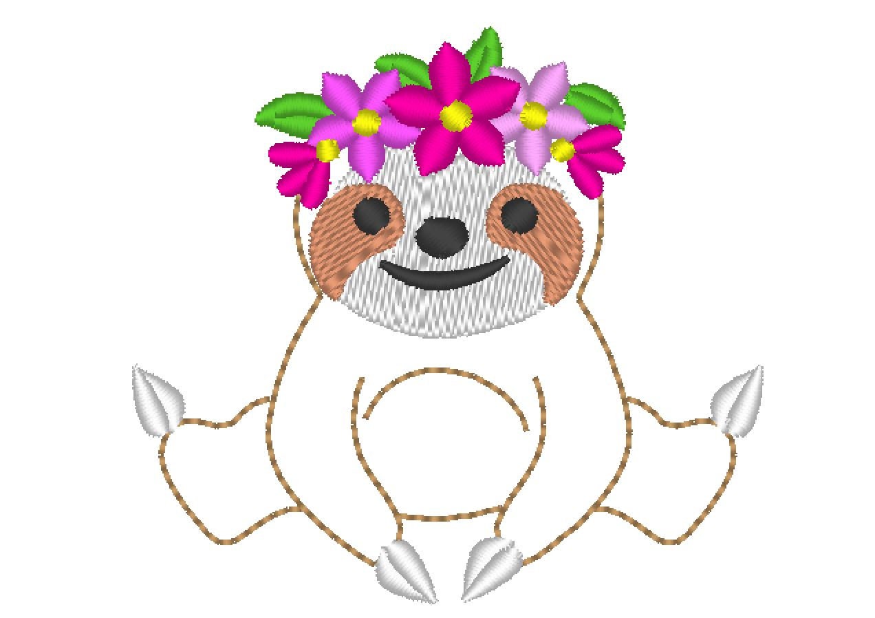 Mini Sloth light stitch outline feltie – Sizes 2" 2.5" 3" 3.5" 4" Digital Embroidery File | Artapli