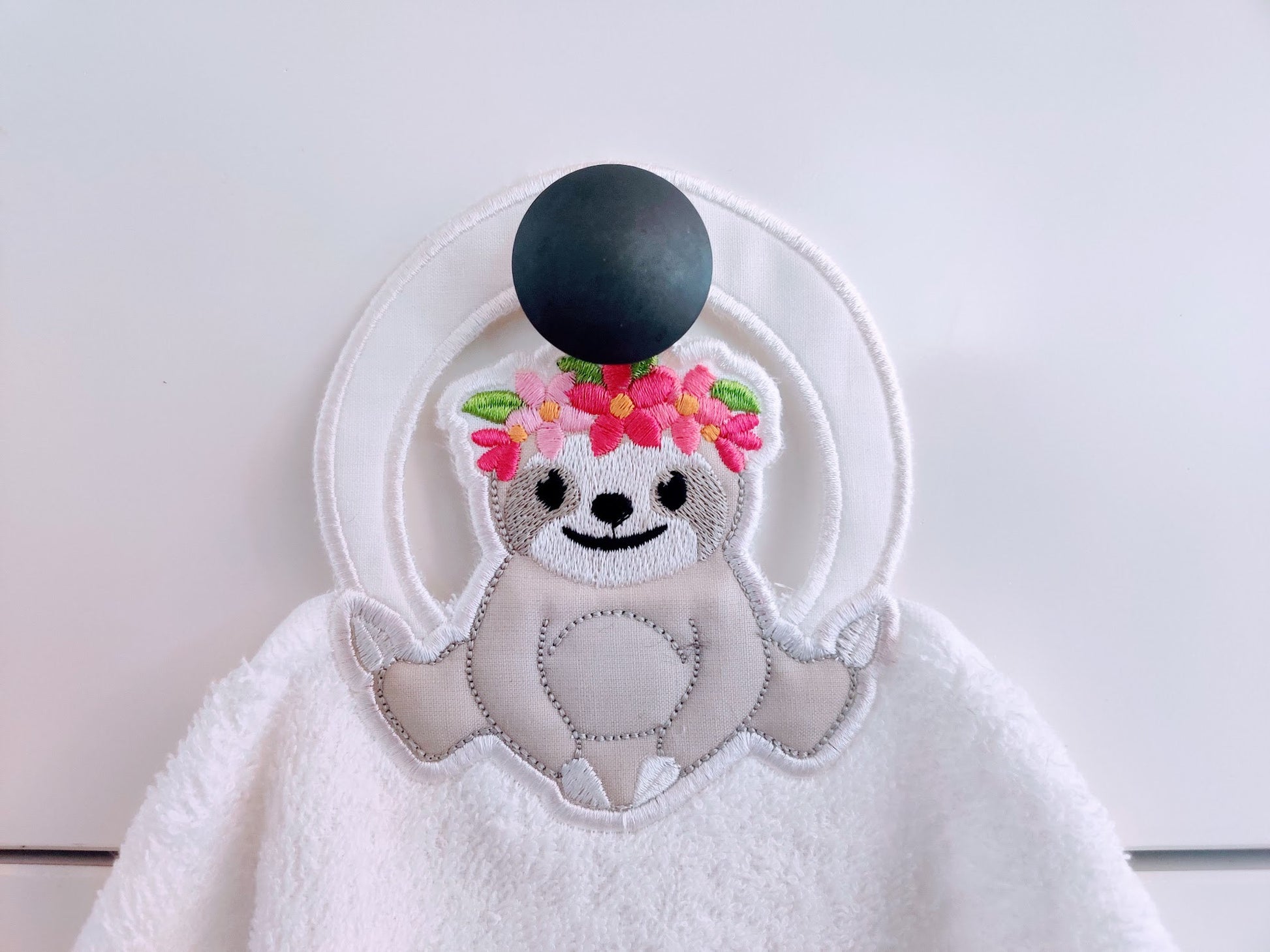 Sloth with flowers, Sloth floral crown towel hanging topper hole In The | Artapli - image 1