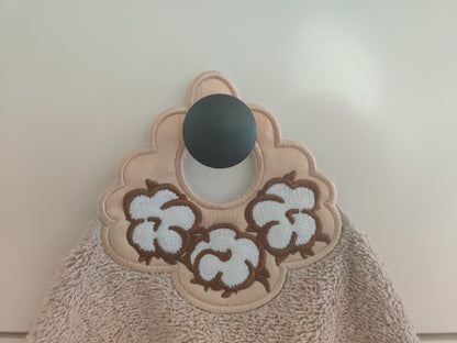 Cotton Flower towel topper hanging hole SET of 3 types In The Hoop machine embroidery designs ITH project Towel hanger for hoop 4x4 and 5x7