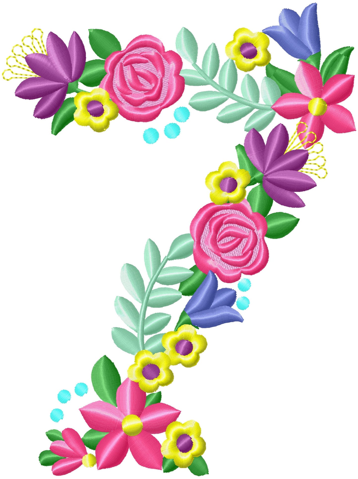 Country Floral Numbers Set 0-9 – Sizes 3.5" 4" 5" 6" 8" 7" Digital Embroidery File | Artapli