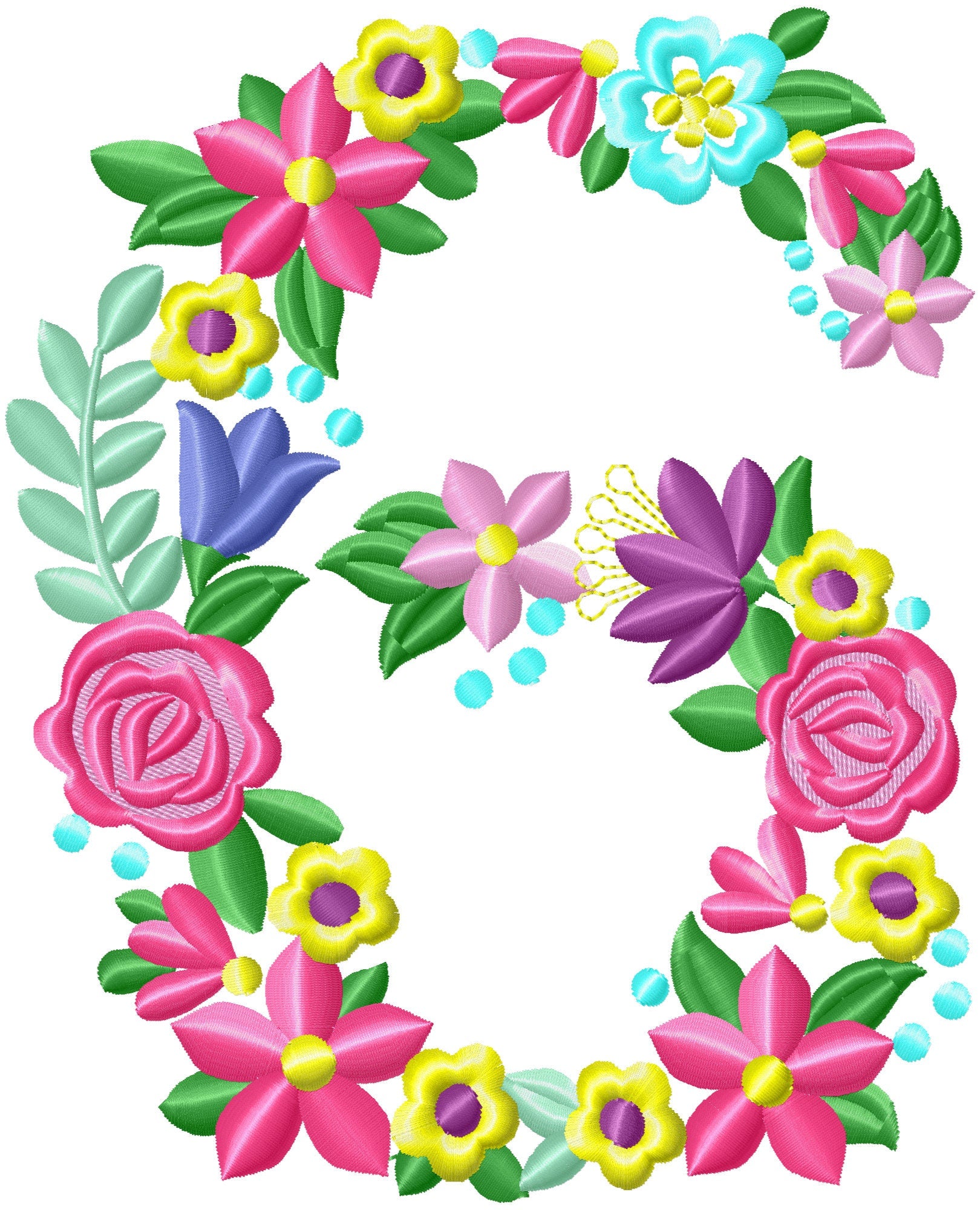 Country Floral Numbers Set 0-9 – Birthday machine embroidery design by Artapli