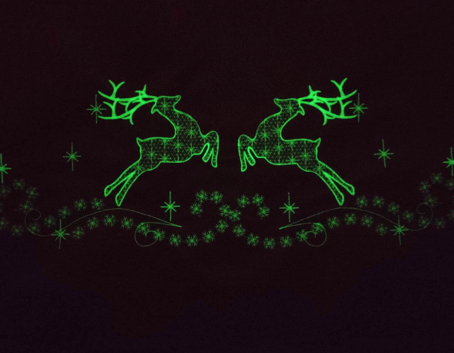 Reindeer glow in the dark machine embroidery designs Merry Christmas Deer Table runner Christmas skirt Banner Garden flag